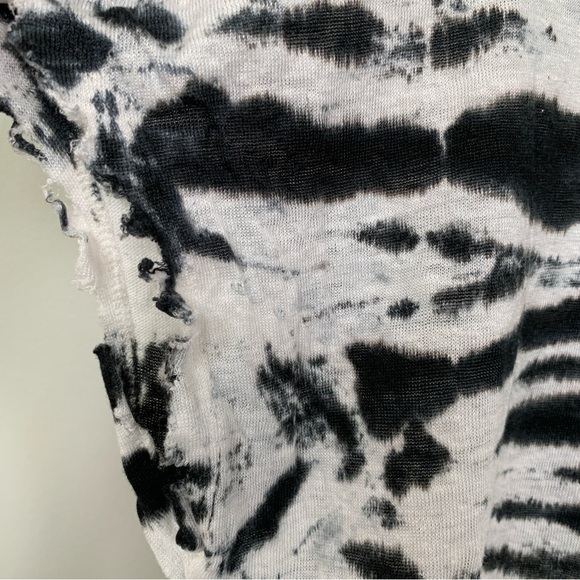 RtA Black & White 100% Linen Distressed Short Sleeve Top Size XS - Picture 6 of 11